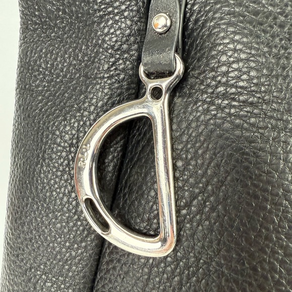 Ralph Lauren Tote‎ Bag Black Leather Shoulder Bag LXVII Bag Charm Silver READ - Picture 4 of 16